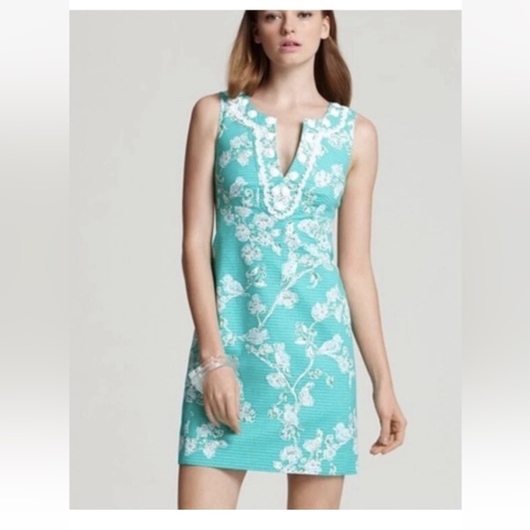 Lilly Pulitzer Turquoise Floral Midi Dress - Picture 1 of 5